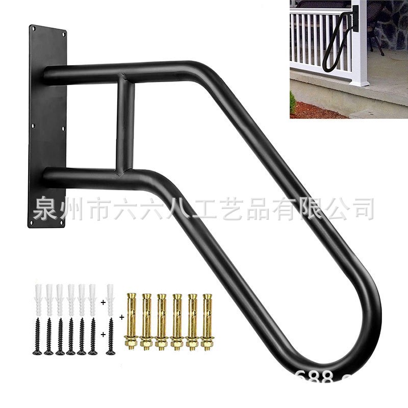 Wall-mounted wrought iron wall-mounted wholesale staircase safety handrail guardrail, ironwork staircase, outdoor staircase protective railing accessories Item Picture