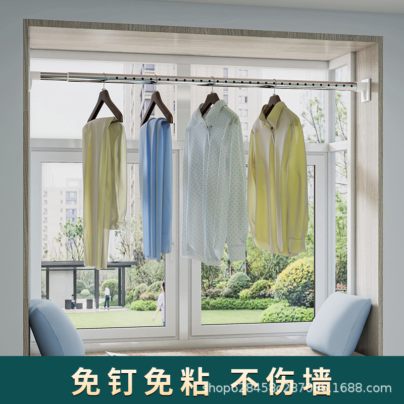 Curtain rod, clothes drying rod, stainless steel shower curtain rod, clothes support rod, Roman rod, clothes hanging rod, non-drilling telescopic rod, support rod Application Scenario