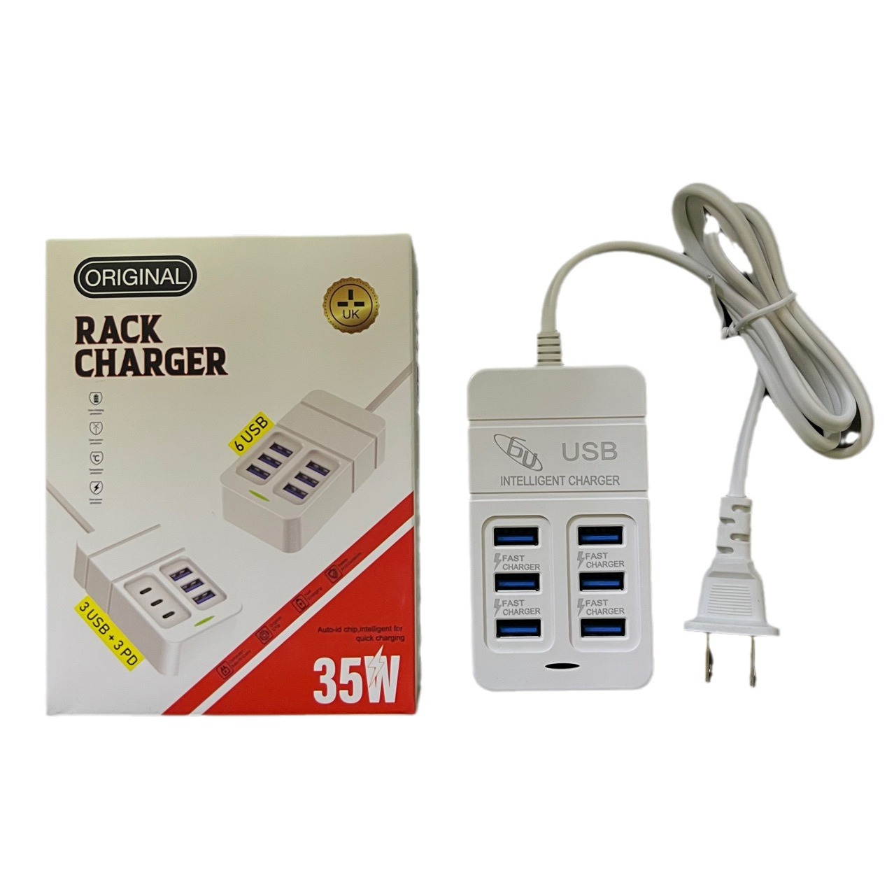 New power strip charger, 6usb multi-port pd mobile phone charger, extension cable, fast charging socket, Android universal 35w Item Picture