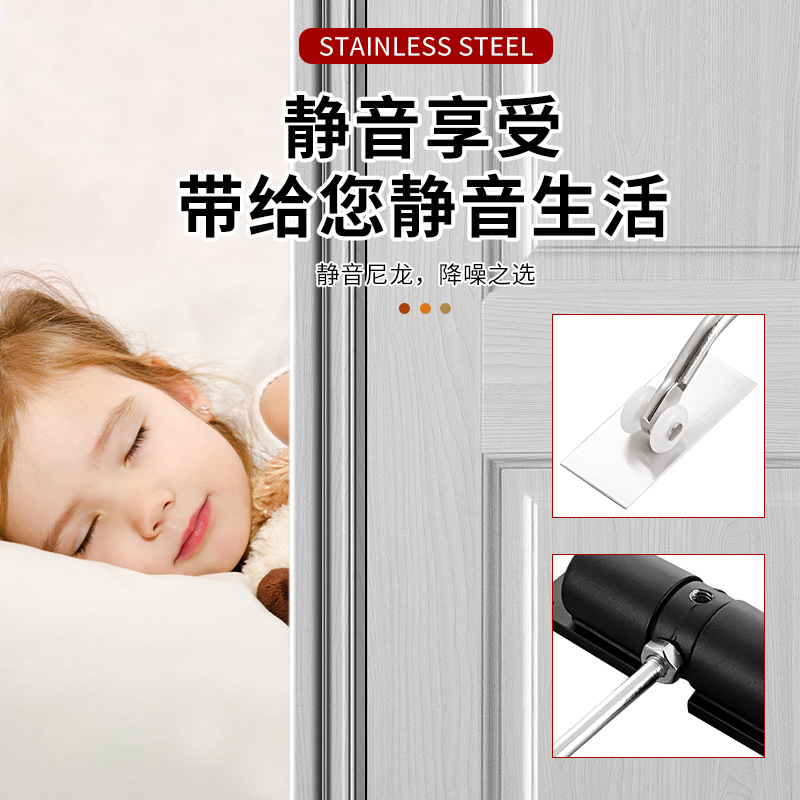 Bedroom wooden door aluminum alloy silent spring door closer, household door buffer adjustable fully automatic door closer Specification drawing
