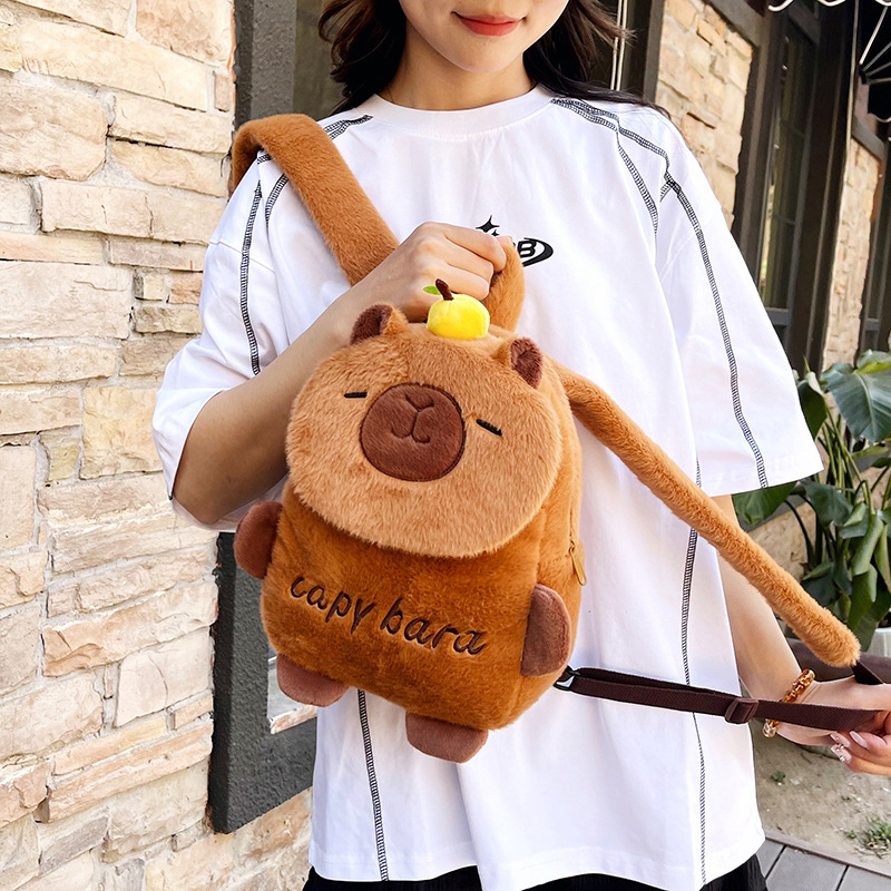 New Lapibala Capybara backpack, cartoon and cute plush doll, large-capacity capybara doll bag for export full figure