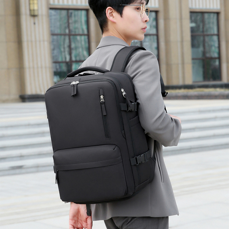 Cross-border simple and casual travel bag, unisex computer bag, high-end double-shoulder, large-capacity waterproof business backpack details Picture