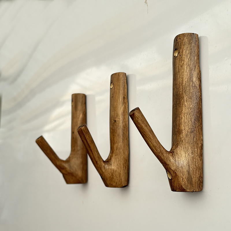 Solid wood branch hooks, coat hooks, creative hanging clothes rack, wall-mounted, wall wooden hooks, creative hooks details Picture