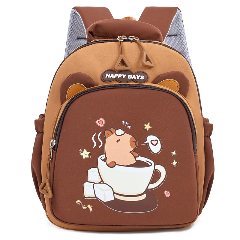 Kindergarten capybara schoolbag, children's bag, going out Capybara small backpack, girls and boys' color-matched backpacks Item Picture