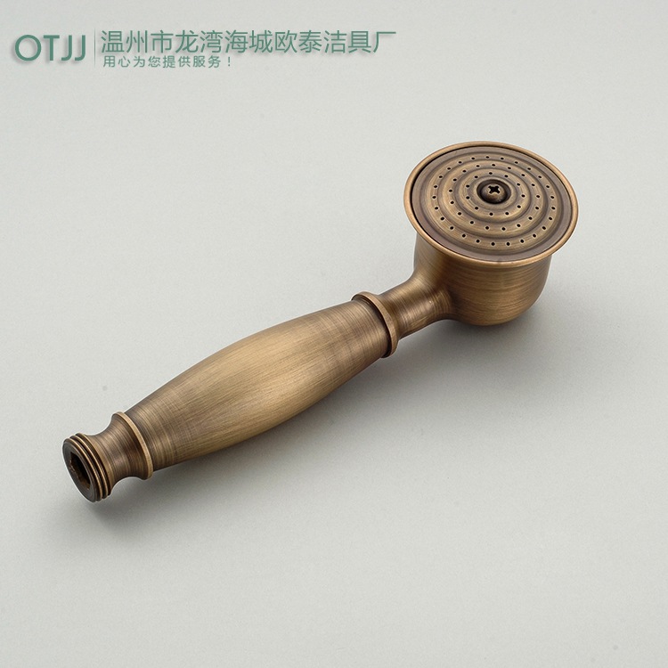 Wholesale of copper hand-held shower heads, retro shower heads, brushed high-pressure hand-held shower heads details Picture