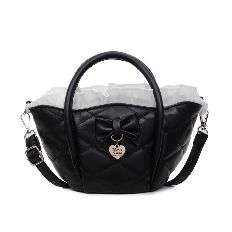 Korean version lace-trimmed handbag, diamond-shaped versatile vegetable basket bag, 2025 new stylish single-shoulder bag, casual crossbody bag Item Picture