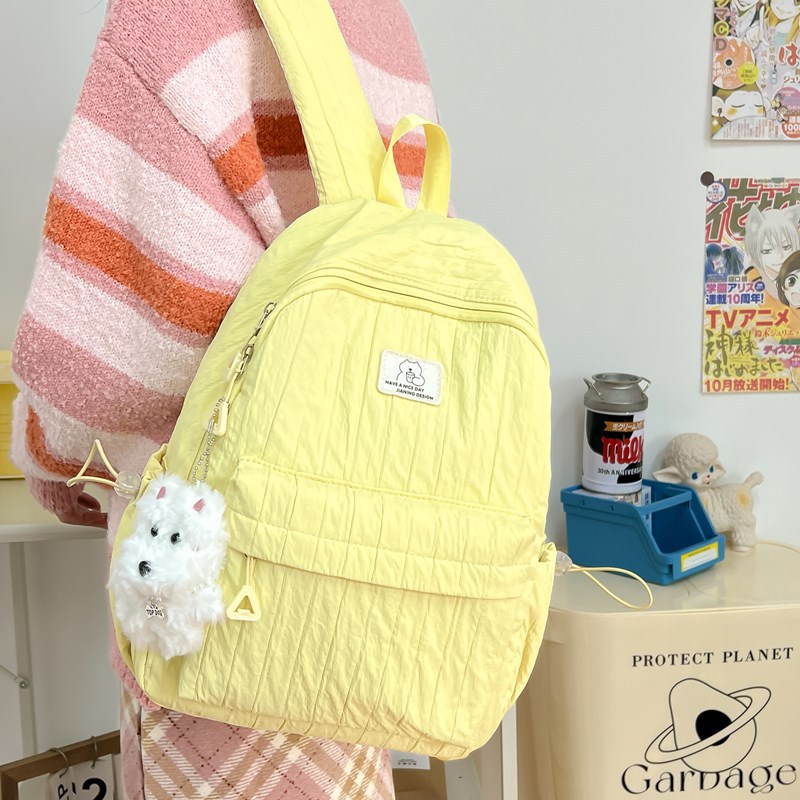 New Korean style Instagram forest-themed, fresh and simple backpack for girls, high appearance level, solid color travel backpack for girls details Picture