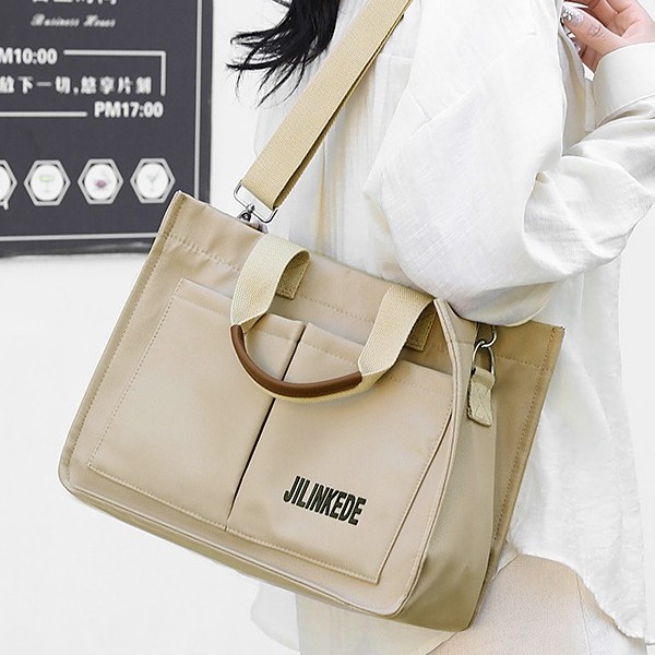 Cross-border fashion canvas bag for women 2024 New style casual retro messenger bag, simple and large-capacity single-shoulder crossbody bag details Picture