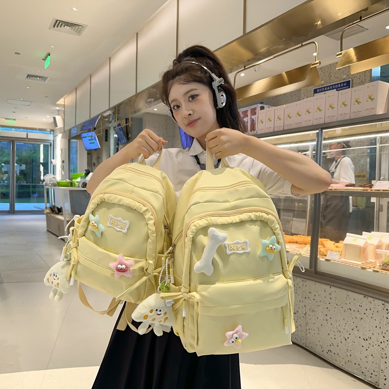 High appearance level girl schoolbag, cute, simple for junior and senior high school campus, large-capacity backpack, dopamine primary school student backpack full figure