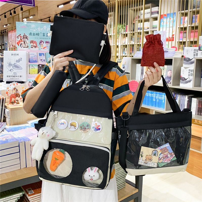Schoolbag Girl 2024 Korean version campus junior high school, senior high school and college students cute and lightweight backpack with large capacity five-piece set details Picture