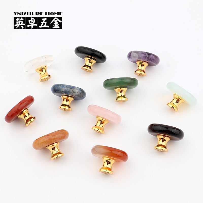Yingzhuo Light Luxury natural raw stone crystal Spiritual kitchen cabinet door drawer handle, small gift jewelry box decorative handle full figure