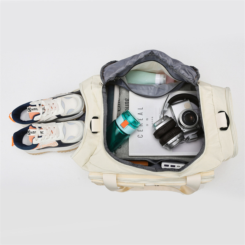 Cross-border travel bags, foldable large-capacity fitness bags, portable short-distance travel storage luggage bags that can be carried on both shoulders Specification drawing