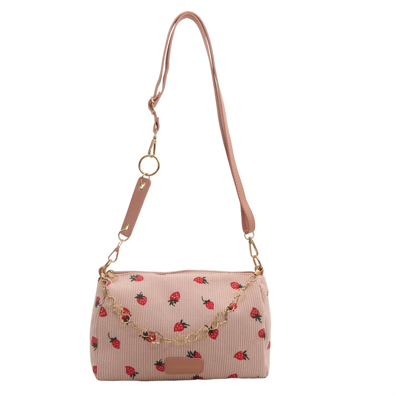 2024 New corduroy single-shoulder crossbody chain bag, fashionable and niche pillow bag, commuter underarm women's bag Item Picture