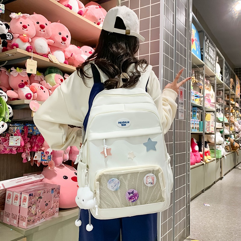 Japanese-style baggy pain bag backpack, large-capacity schoolbag for junior high school and senior high school students, casual backpack, travel and outings backpack details Picture