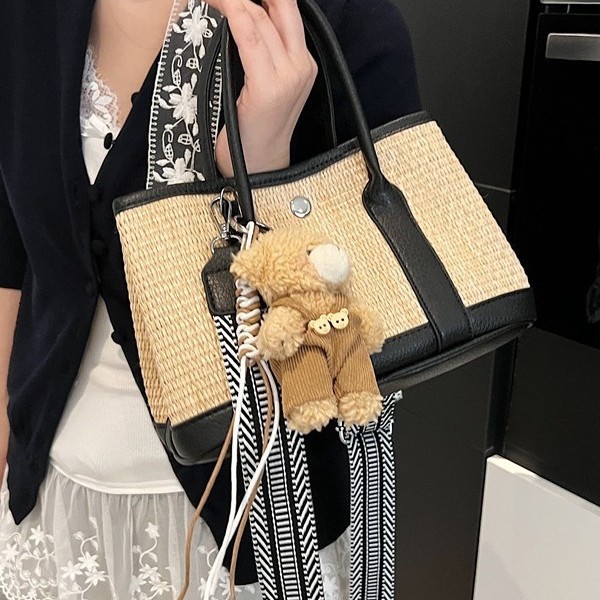 2025 New style stylish hand-held bucket bag for women, spring forest, cute, fashionable tote bag, woven crossbody bag Specification drawing