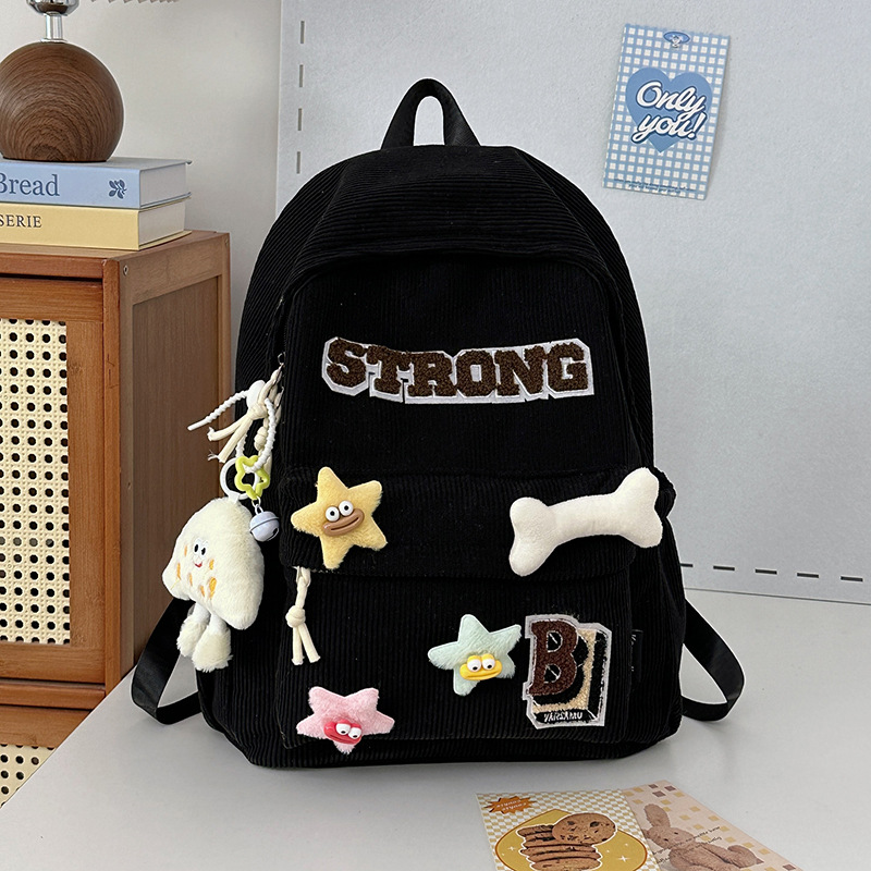 Anti-theft double-shoulder backrest backpack for girls, double-shoulder backpack for middle school students, casual star Bone Academy, Internet celebrity, high appearance level full figure