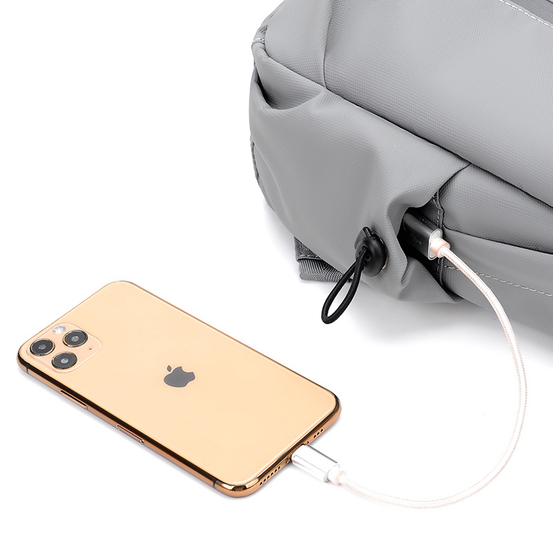 New fashionable and trendy casual men's crossbody bag, multi-functional chest bag with pendant and usb charging shoulder bag details Picture