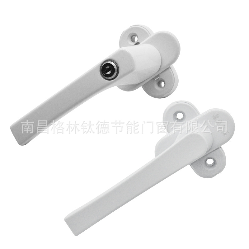 Thickened and enlarged plastic-steel window and door transmission handle with key, inward-opening handle with lock, interlocking handle lock, outward-opening window Specification drawing
