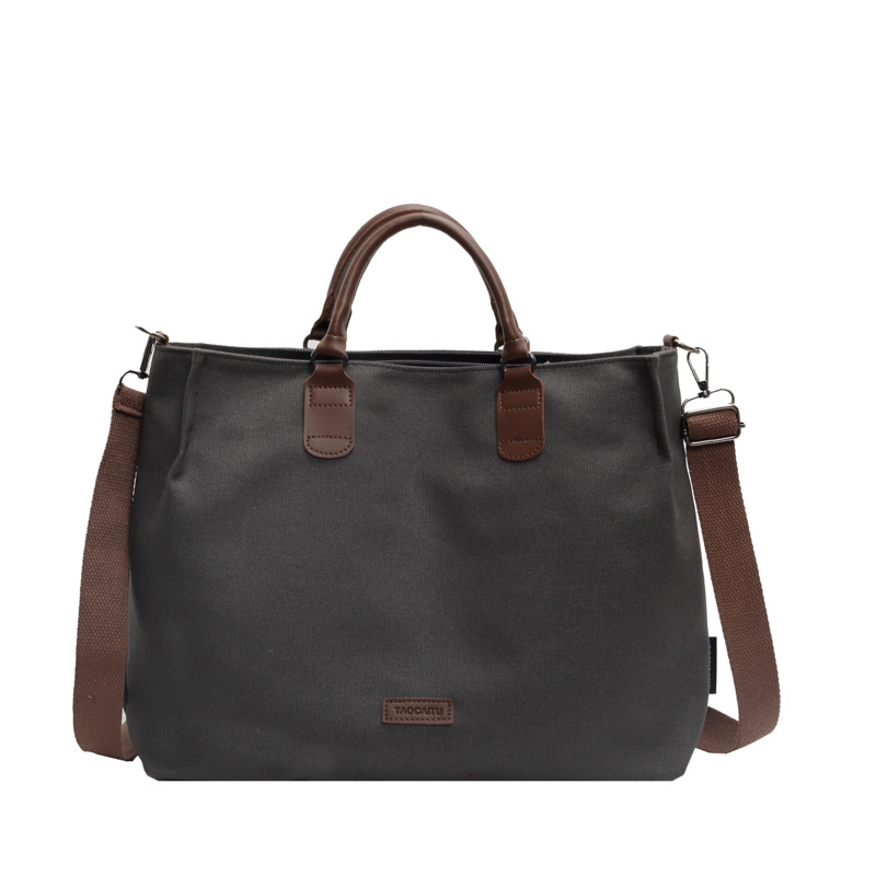 Casual canvas bag for women, 2024 new style, college student commuting tote bag, large capacity crossbody handbag Item Picture