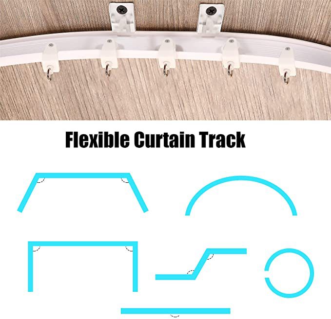 Cross-border retail 1/2/3/4/5-meter curtain track, curved track, bendable arc-shaped curtain slide with accessories Specification drawing