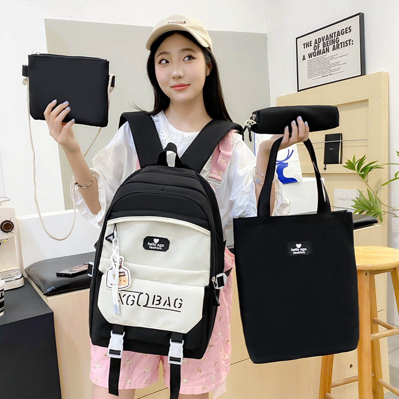 Large-capacity junior high school backpack, four-piece set of schoolbags for students in grades three to six, fresh and versatile tutorial backpack Application Scenario