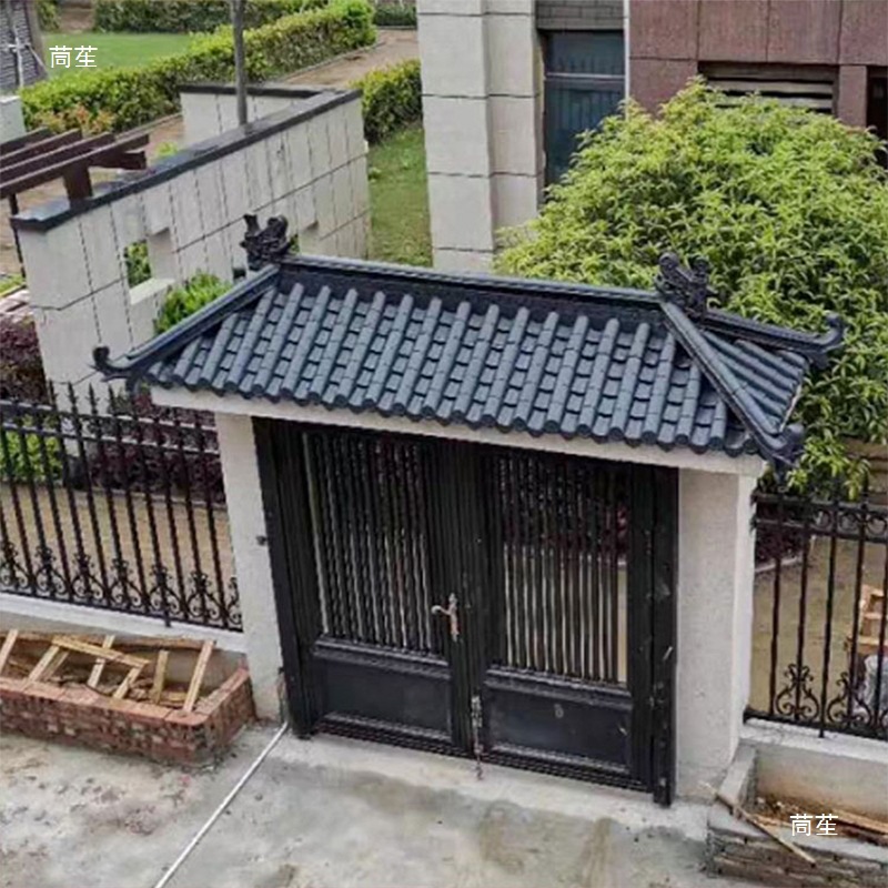 Antique resin tiles, integrated eaves, decorative plastic tile roofs, ancient building fences, Chinese-style storefront tiles, small blue glazed tiles Application Scenario