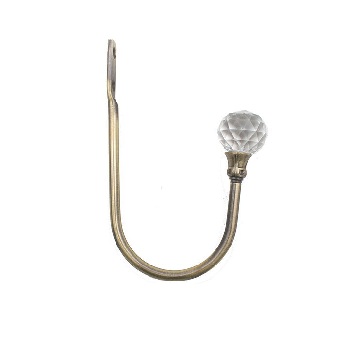 Cross-border supply zinc alloy material U-shaped crystal curved hook, curtain wall hook, wall hook, fixed curtain hook accessories Item Picture