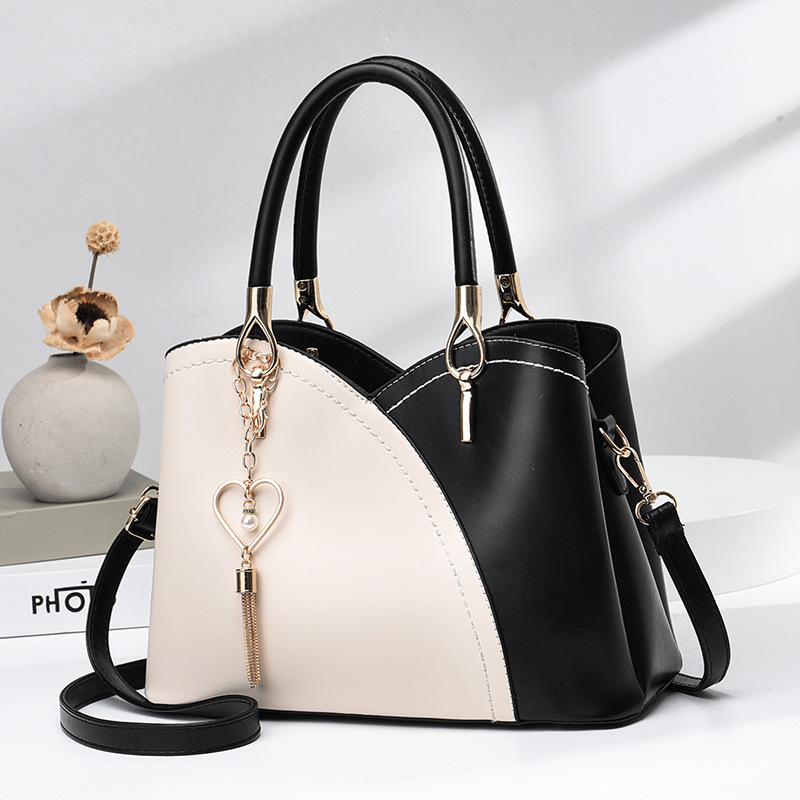 "2023 new trendy and fashionable color-blocked handbags for women with large bags, large-capacity middle-aged women's bags, single-shoulder crossbody bags for delivery. full figure