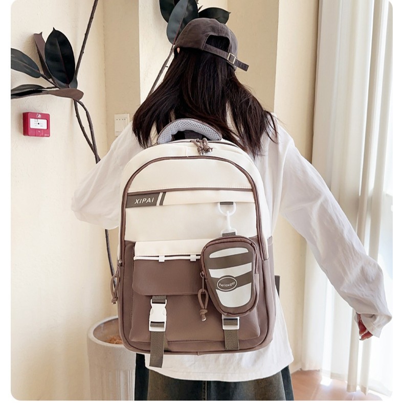 Korean-style fashionable retro versatile large-capacity schoolbag for junior high school, high school and college students, computer travel backpack full figure
