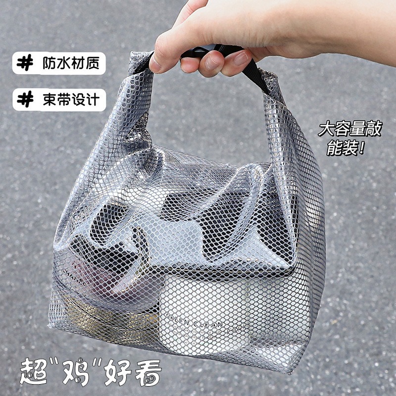 EVA anti-stain, waterproof and dirt-resistant hand-held storage bag, large capacity, high appearance level, snap-on portable toiletry bag and makeup bag details Picture