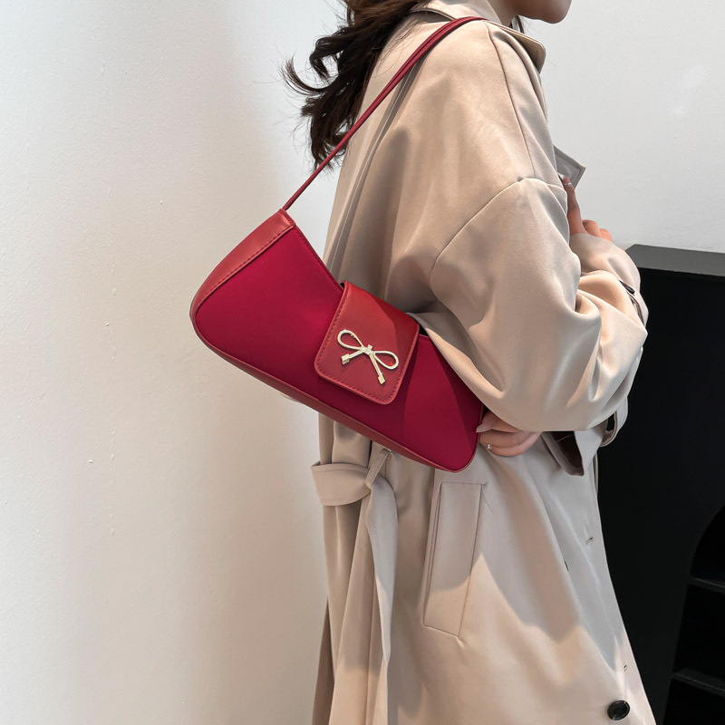 2025 Early Spring new cross-border quality women's bag, retro bow handbag, simple and versatile shoulder bag, underarm bag details Picture