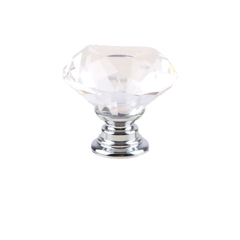 Multi-color light luxury crystal glass diamond-shaped, 30MM diameter single-hole handle, source stock drawer cabinet handle Item Picture