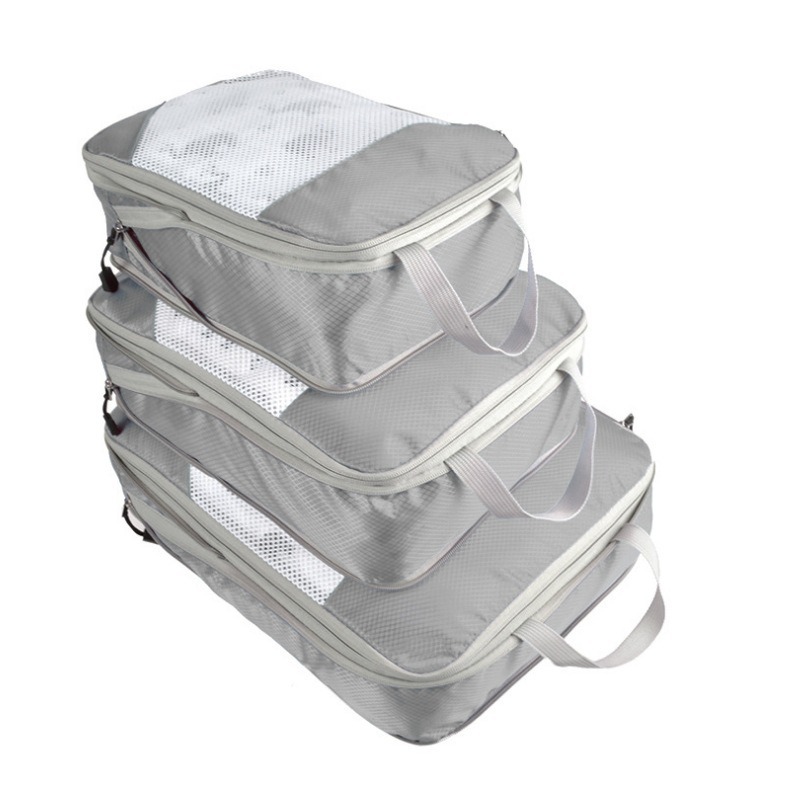 Three-piece travel compression storage bag set, suitcase organization bag, large-capacity hand-held portable waterproof clothing storage bag Specification drawing