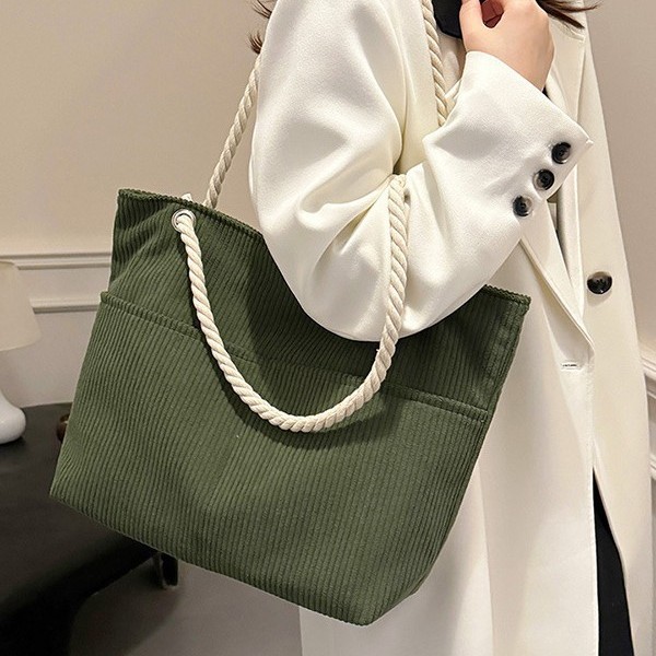 New handbag, large-capacity, versatile tote bag, simple autumn and winter corduroy, laid-back style, high-end texture single-shoulder bag Specification drawing