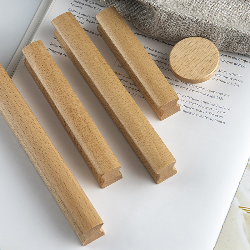 Solid wood door handles, long solid wood door handles, cabinet drawers, wardrobe cabinet doors, wooden handles, high-end cabinet handles, wood Application Scenario