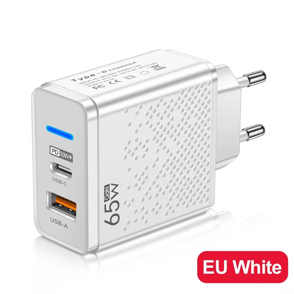Light-emitting LED USB+PD Type-c mobile phone charger, multi-port travel charger for US, Europe and UK standards Item Picture