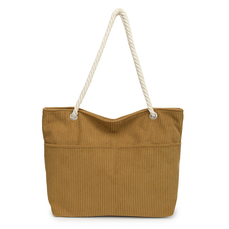 New handbag, large-capacity, versatile tote bag, simple autumn and winter corduroy, laid-back style, high-end texture single-shoulder bag Item Picture