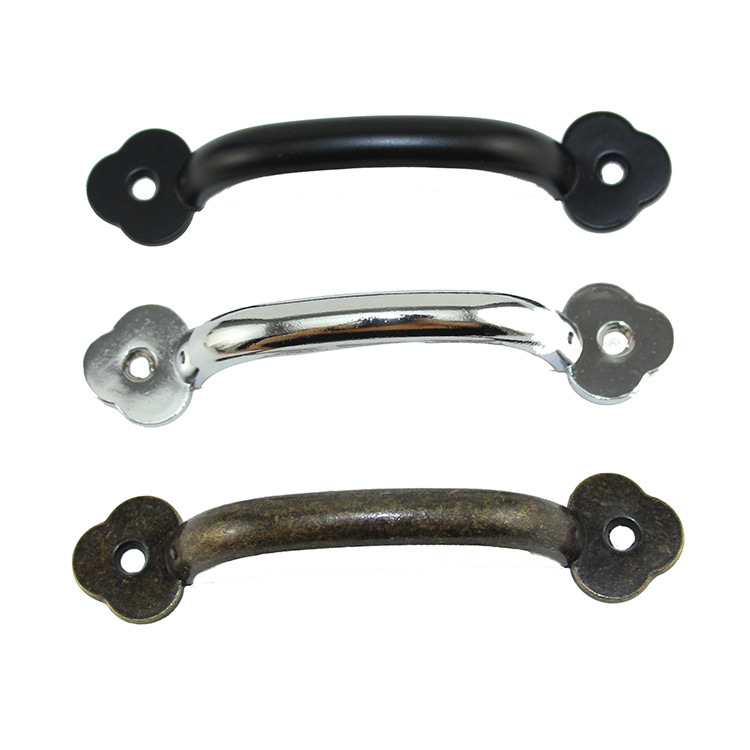 102*22 plum blossom edge alloy handle, 3-color drawer, retro handle, black and white strip-shaped cabinet door, wardrobe pull ring details Picture