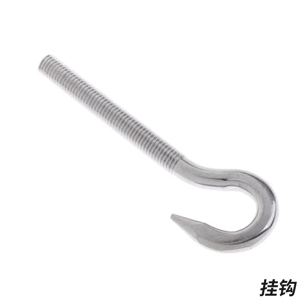 Sheep eye hook bolt, 304 stainless steel ring screw hook, screw rod, high-hardness steel hook screw, hanging object screw hook full figure