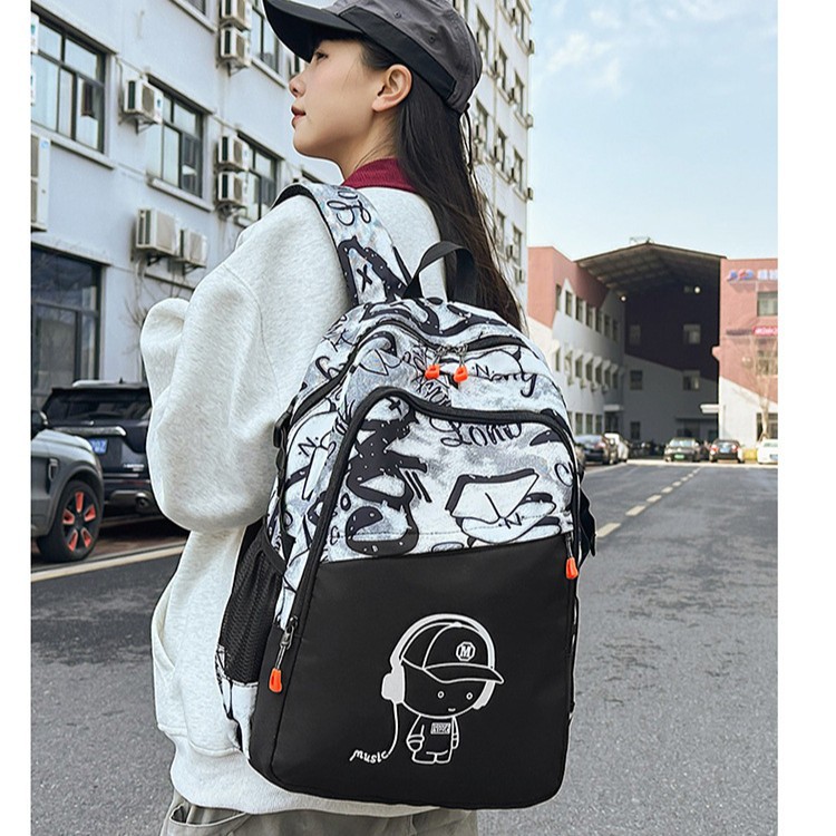 A new high-appearancelevel printed casual and trendy backpack for junior and senior high school students with large capacity for computer travel full figure