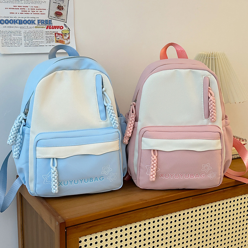 Cross-border color-blocking girl student small backpack, new high appearance level, versatile mini schoolbag, commuter travel bag Specification drawing