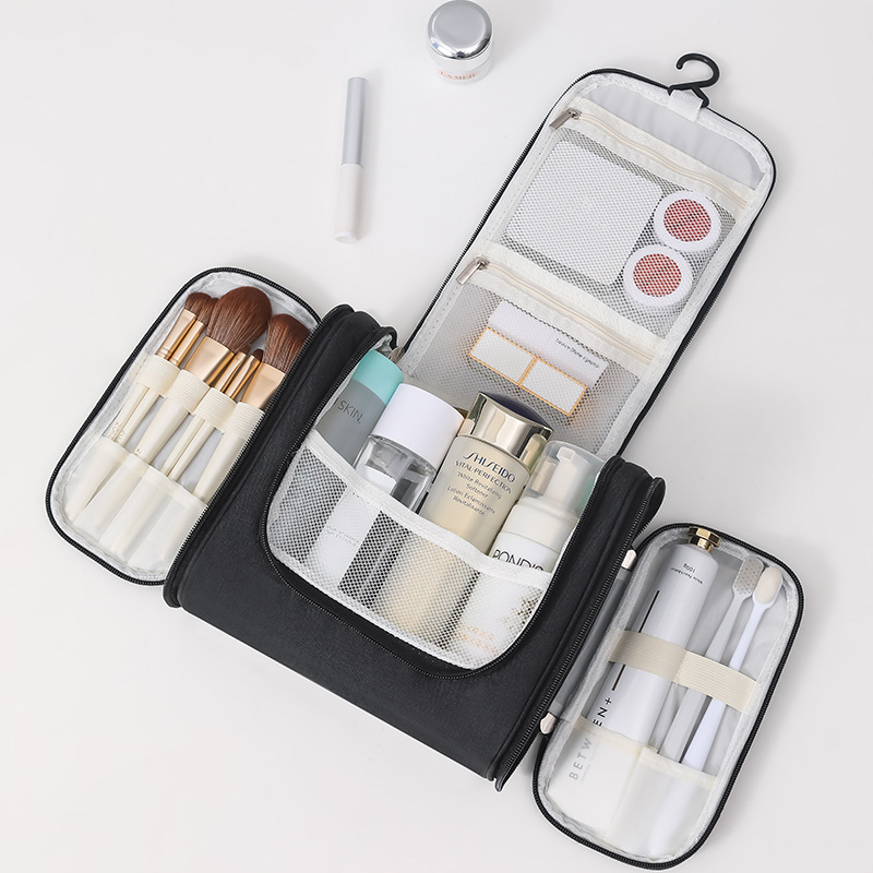 Thickened large-capacity convenient large-ear toiletry bag, three-zipper travel home makeup bag, travel supplies storage bag details Picture