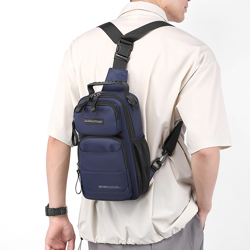 WEPOWER's new men's chest bag, a Korean-style casual commuting single-shoulder bag, and a large-capacity portable crossbody bag for travel Specification drawing