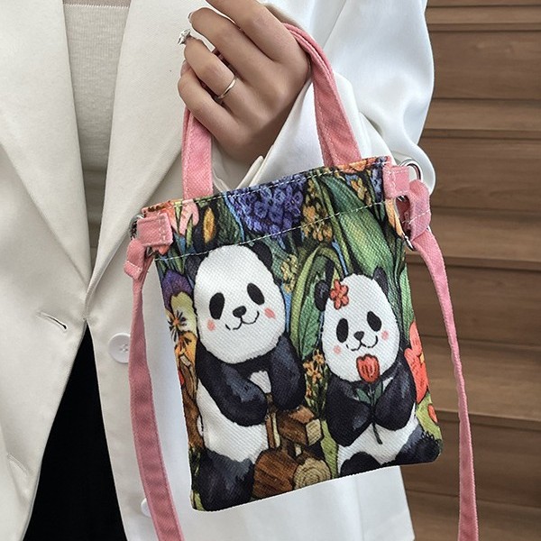 Fashionable cloth bag with high appearance level, ins printed cartoon handbag, soft, light and large capacity, single-shoulder crossbody bag for young women details Picture