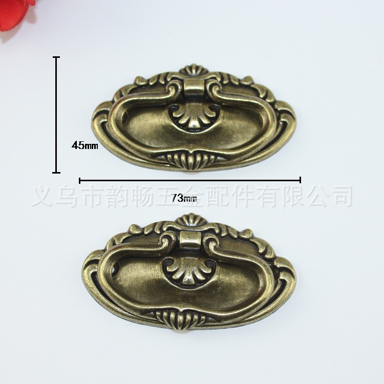 78*43MM alloy panel drawer handle, home decoration and furniture drawer, retro handle, European country style handle full figure