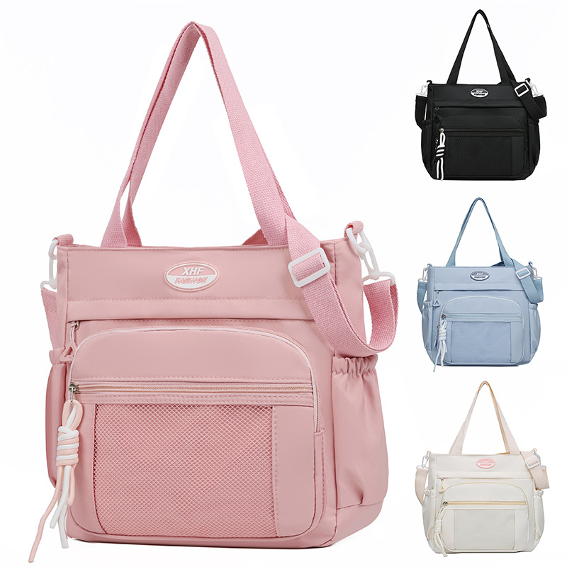Japanese-style simple student class single-shoulder bag, school-style large-capacity commuter bag, women's casual tutorial crossbody bag details Picture