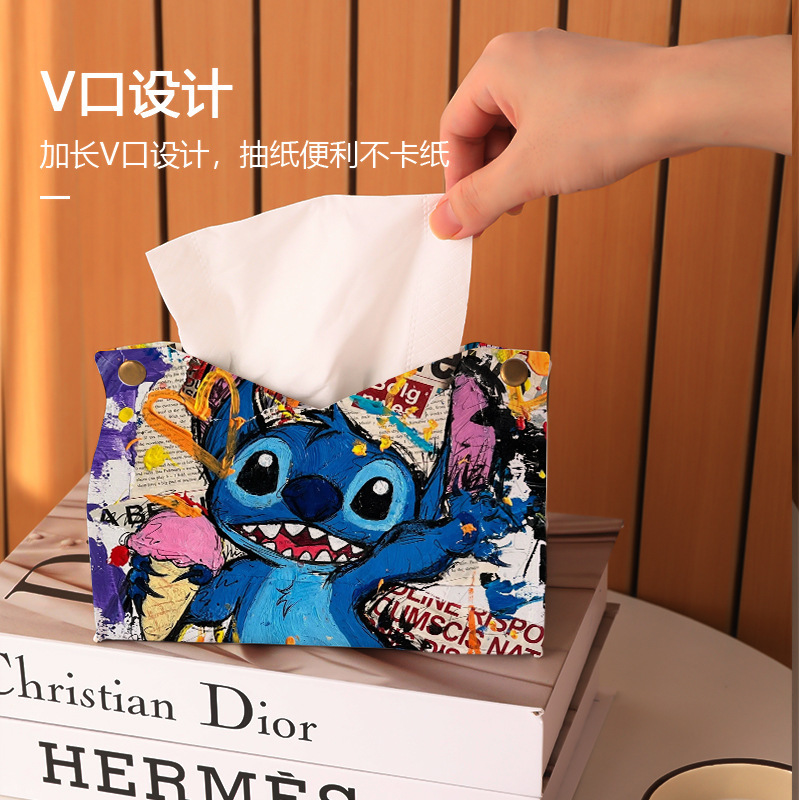 Graffiti Teddy tissue box, home living room car tissue box, leather paper tissue box, creative napkin storage new full figure