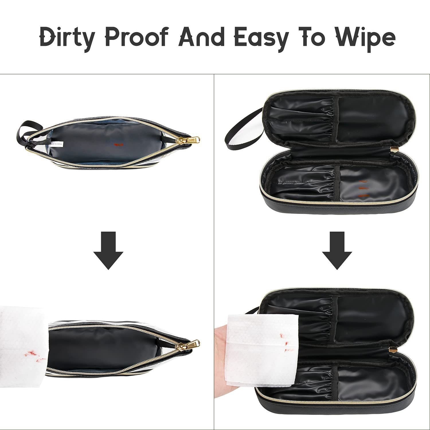 In-stock multi-functional double-layer large-capacity PVC cosmetics storage portable travel compartment toiletry bag Specification drawing