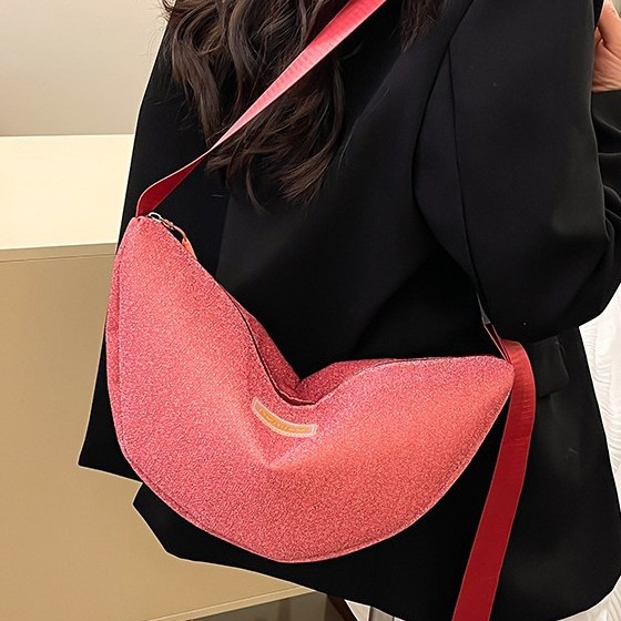 Korean-style fashionable denim bag, women's forest-style washed crossbody bag, trendy commuting single-shoulder bag, versatile dumpling bag full figure