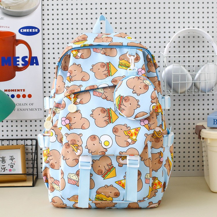 Cartoon-printed Capibara primary school backpack for girls, cute graffiti capybara, large capacity, lightweight high school backpack Application Scenario